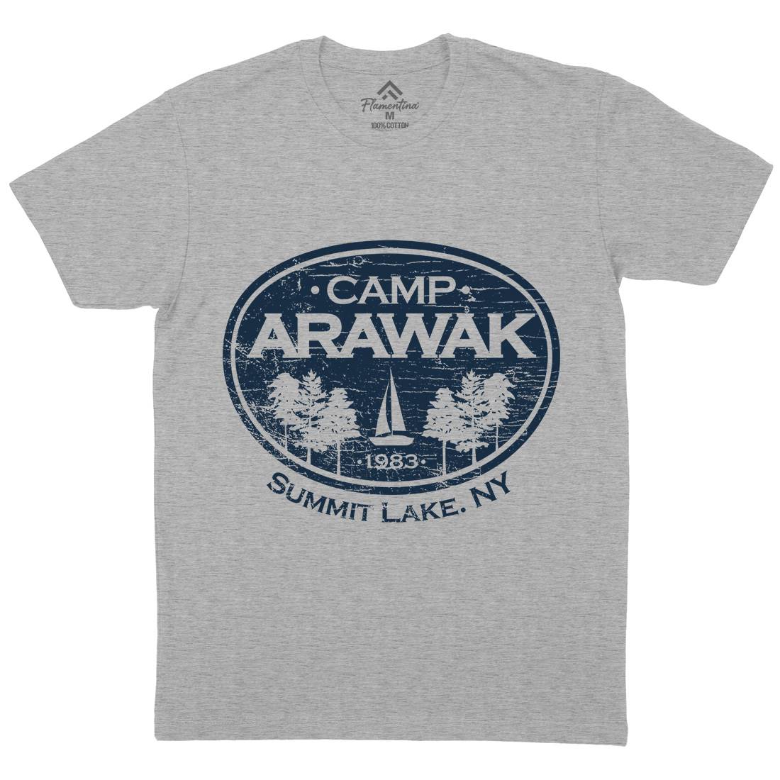 Camp Arawak Mens Organic Crew Neck T-Shirt Horror D341