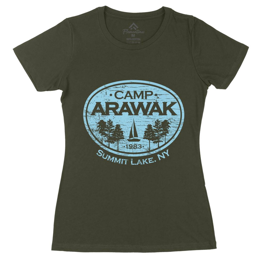 Camp Arawak Womens Organic Crew Neck T-Shirt Horror D341