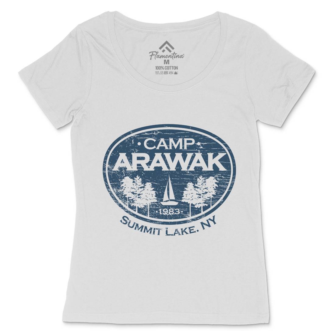 Camp Arawak Womens Scoop Neck T-Shirt Horror D341