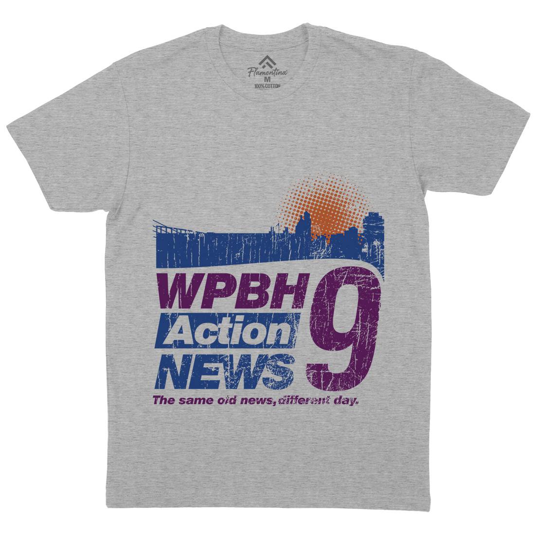 Wpbh Action Mens Organic Crew Neck T-Shirt Retro D342