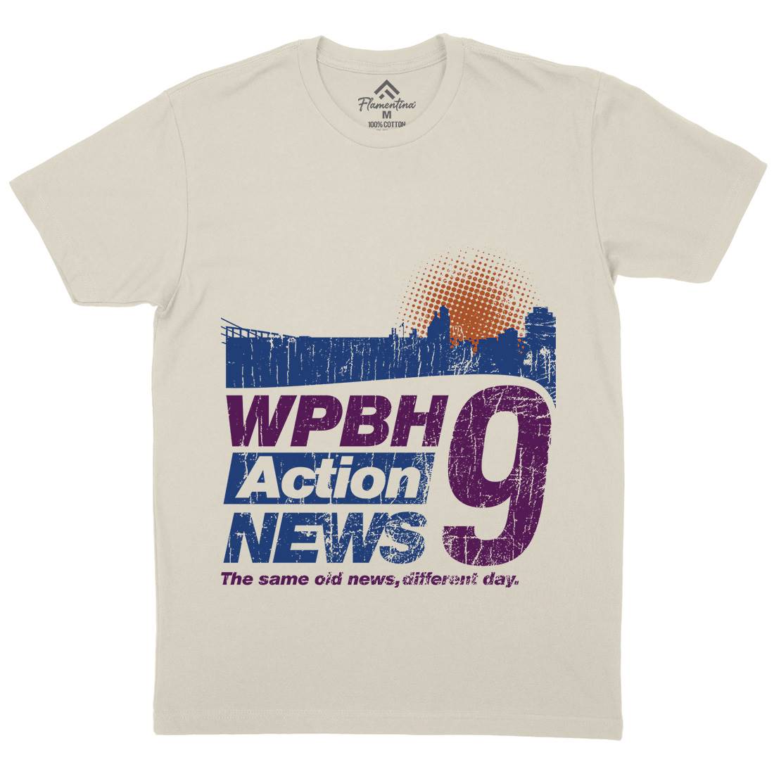 Wpbh Action Mens Organic Crew Neck T-Shirt Retro D342