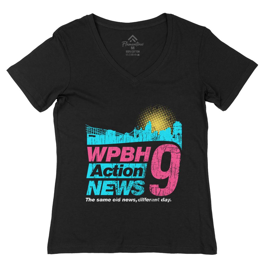 Wpbh Action Womens Organic V-Neck T-Shirt Retro D342