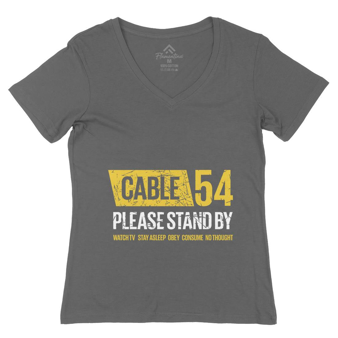 Cable 54 Womens Organic V-Neck T-Shirt Horror D344