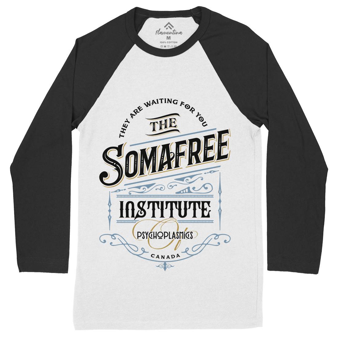 Somafree Institute Mens Long Sleeve Baseball T-Shirt Horror D345