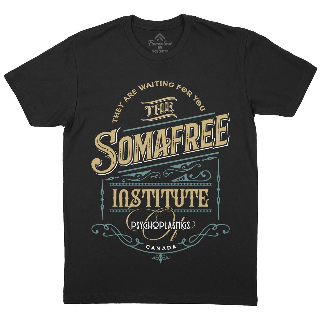 Somafree Institute Mens Organic Crew Neck T-Shirt Horror D345