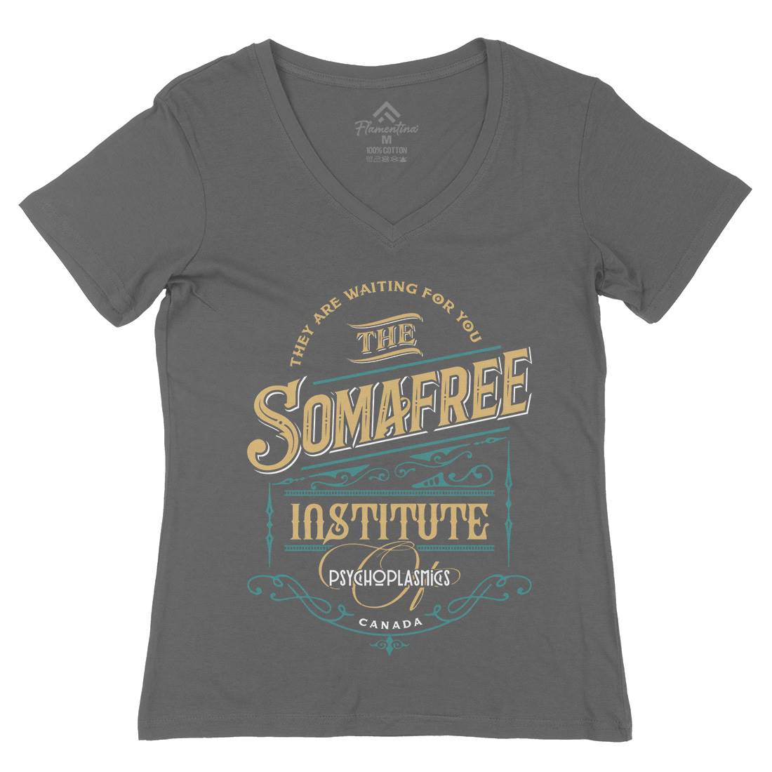 Somafree Institute Womens Organic V-Neck T-Shirt Horror D345