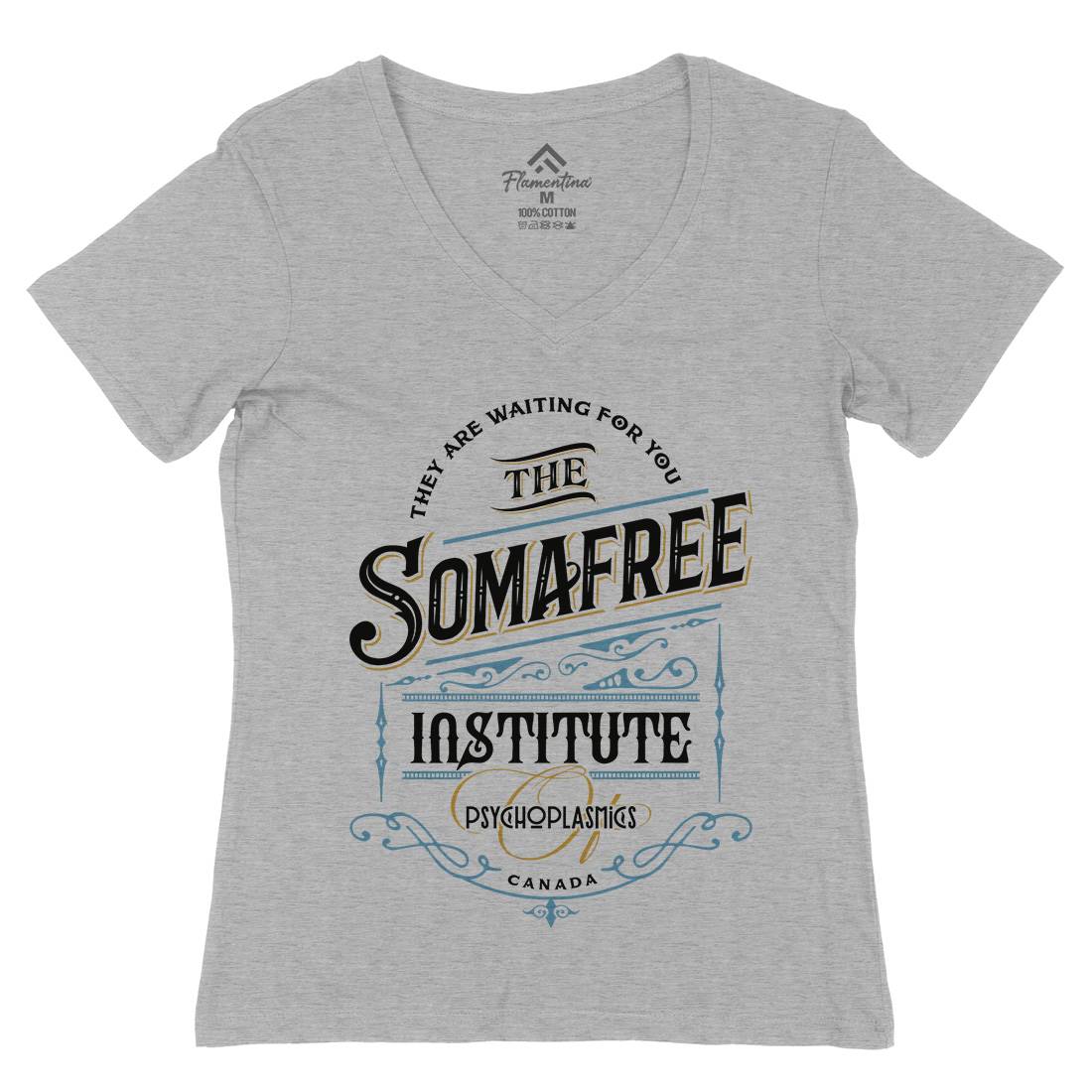 Somafree Institute Womens Organic V-Neck T-Shirt Horror D345