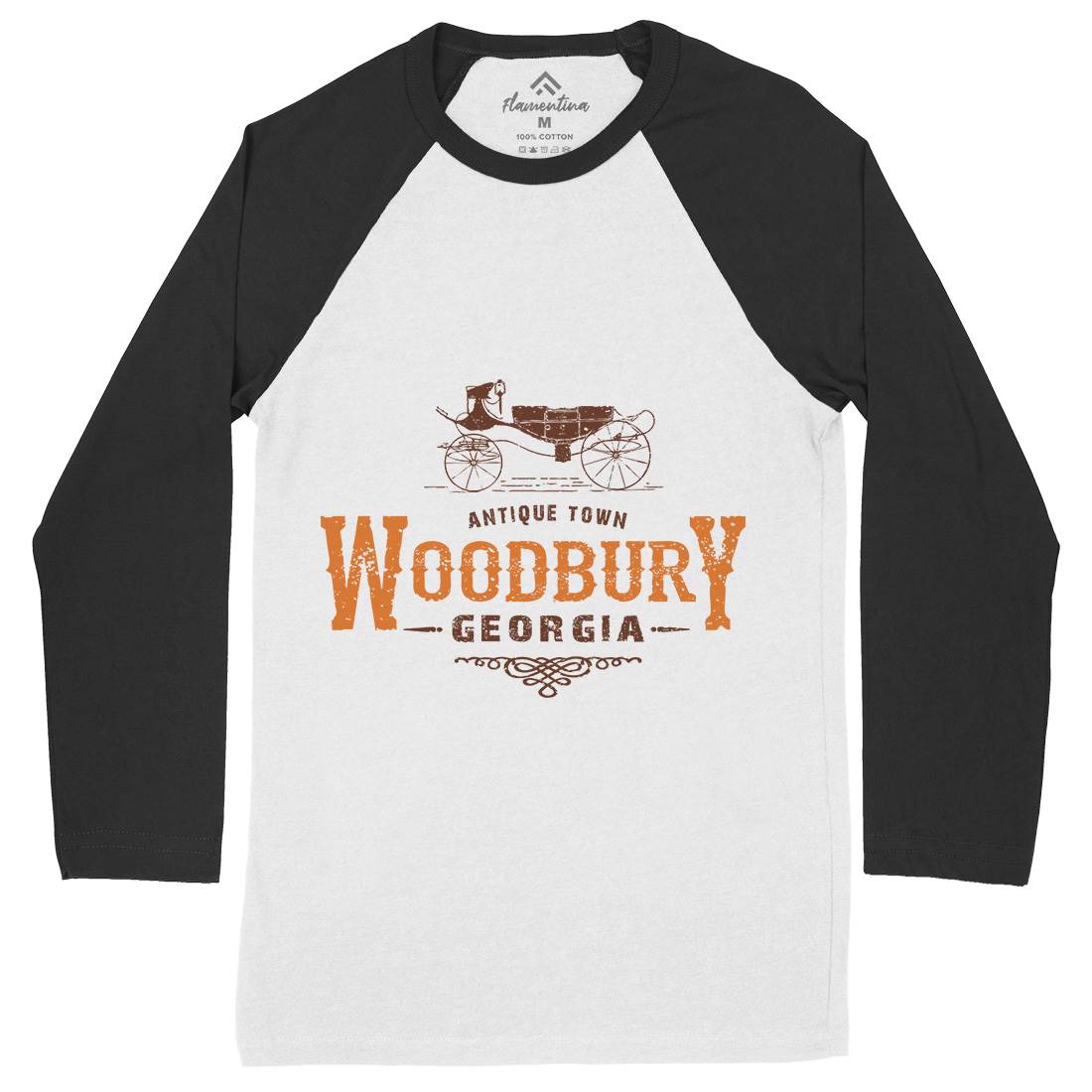 Woodbury Mens Long Sleeve Baseball T-Shirt Horror D347