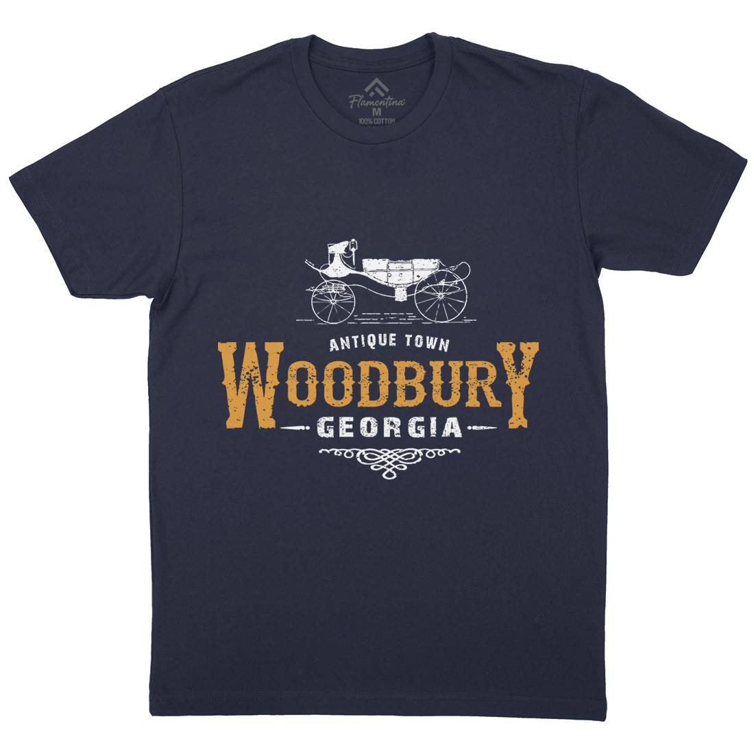 Woodbury Mens Organic Crew Neck T-Shirt Horror D347