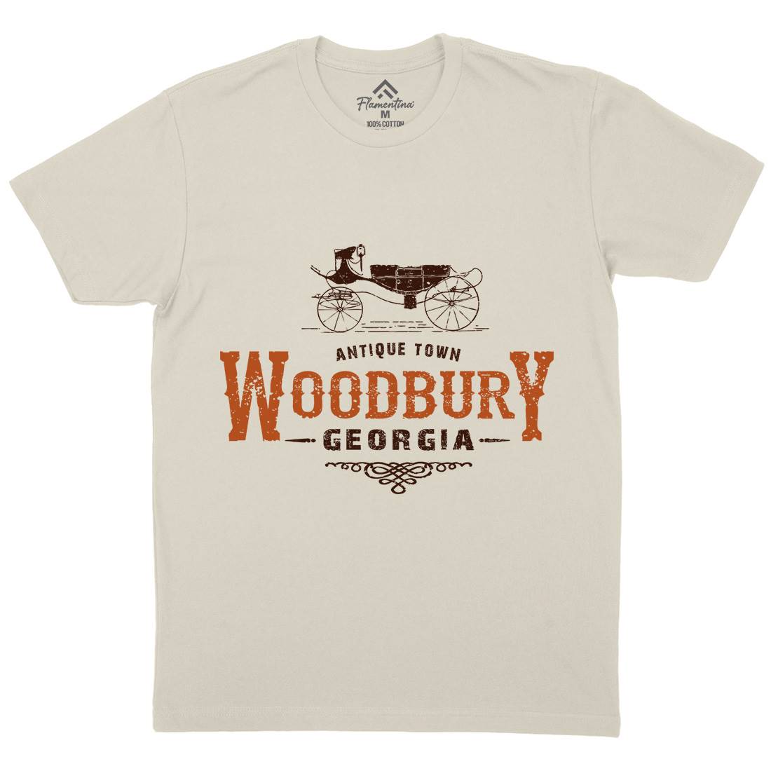 Woodbury Mens Organic Crew Neck T-Shirt Horror D347