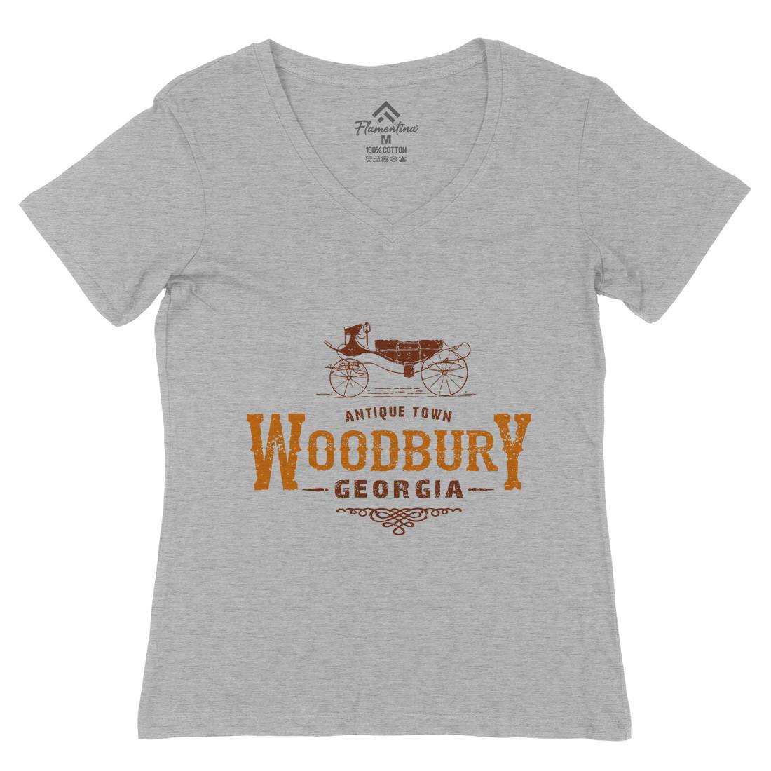 Woodbury Womens Organic V-Neck T-Shirt Horror D347
