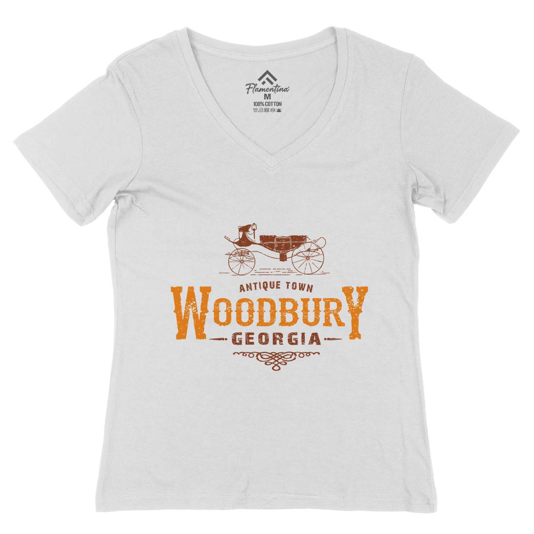 Woodbury Womens Organic V-Neck T-Shirt Horror D347