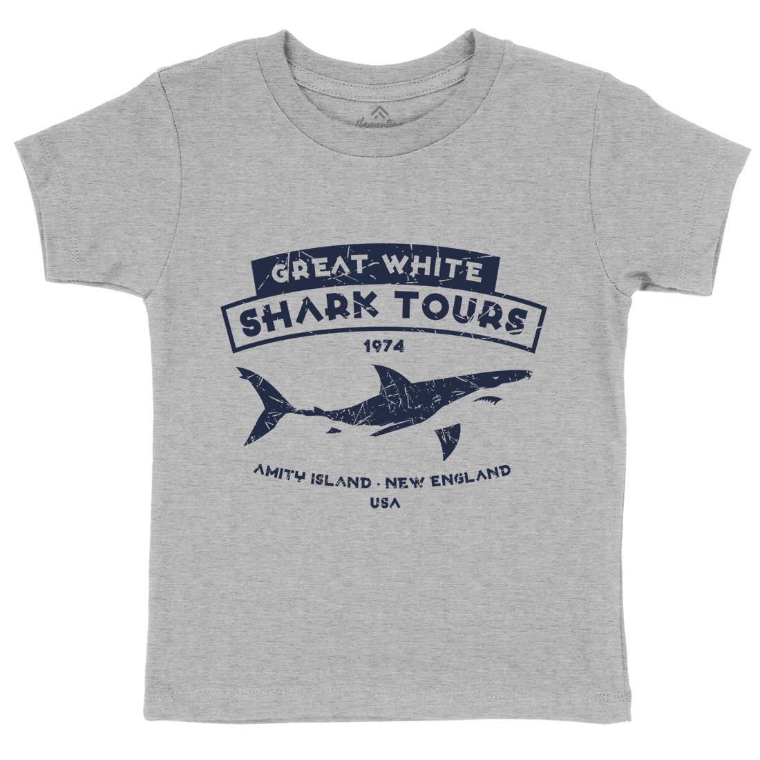 Great White Shark Tours Kids Organic Crew Neck T-Shirt Navy D348