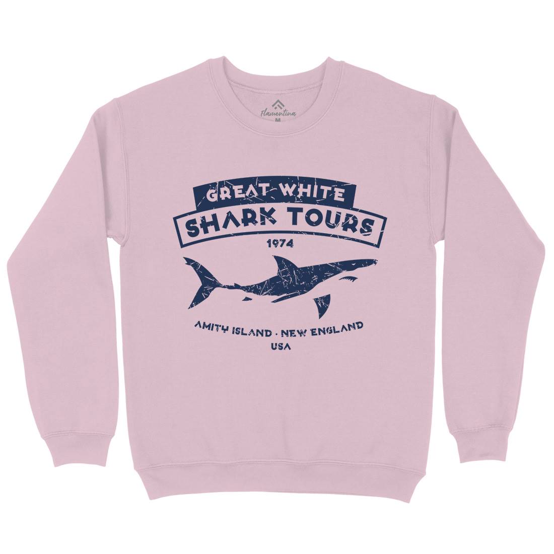 Great White Shark Tours Kids Crew Neck Sweatshirt Navy D348