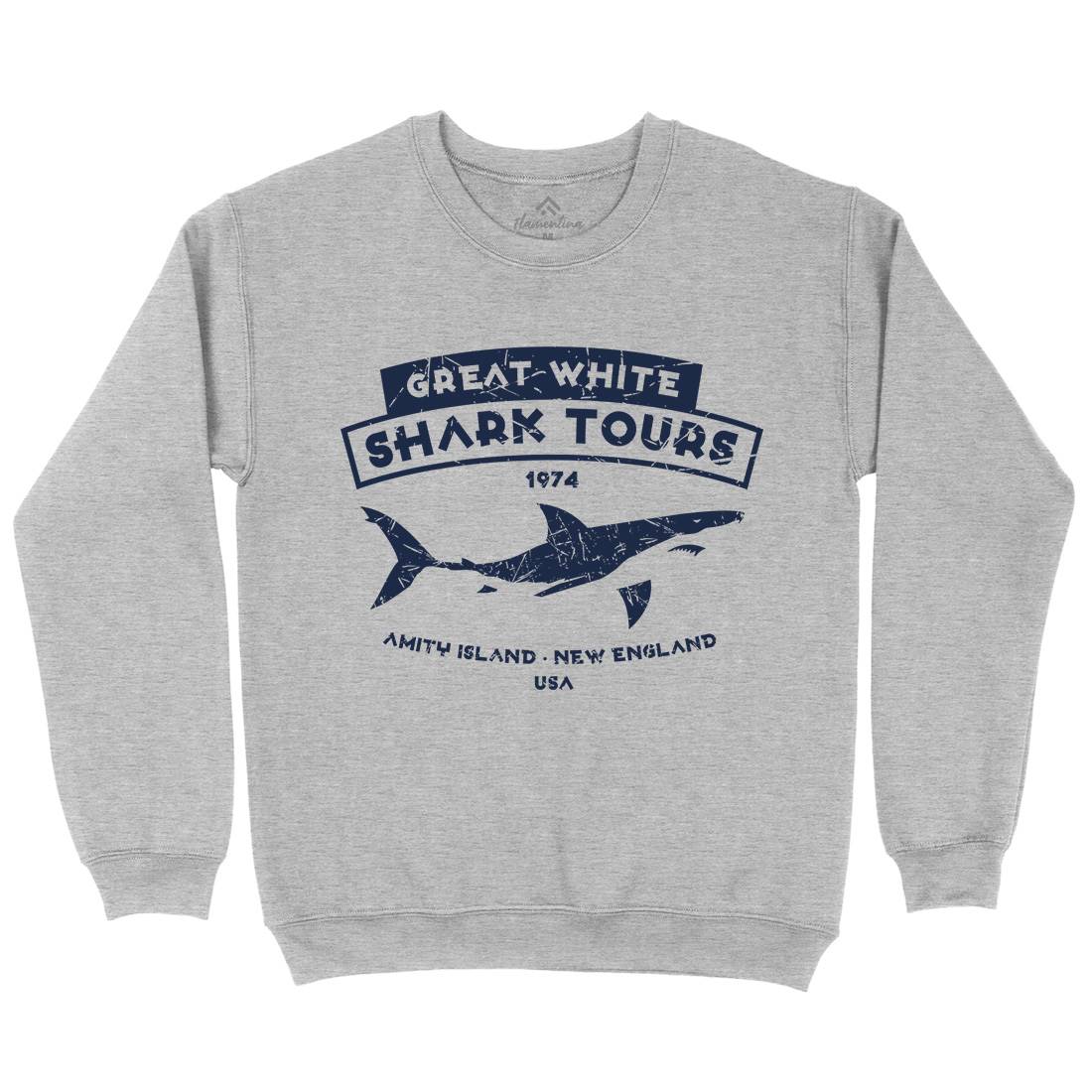 Great White Shark Tours Mens Crew Neck Sweatshirt Navy D348