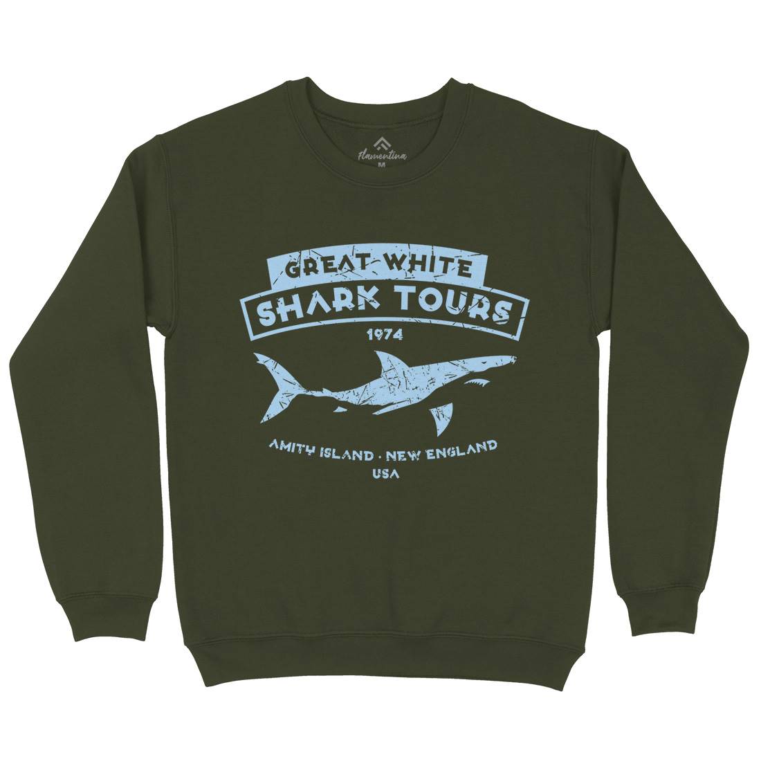 Great White Shark Tours Mens Crew Neck Sweatshirt Navy D348