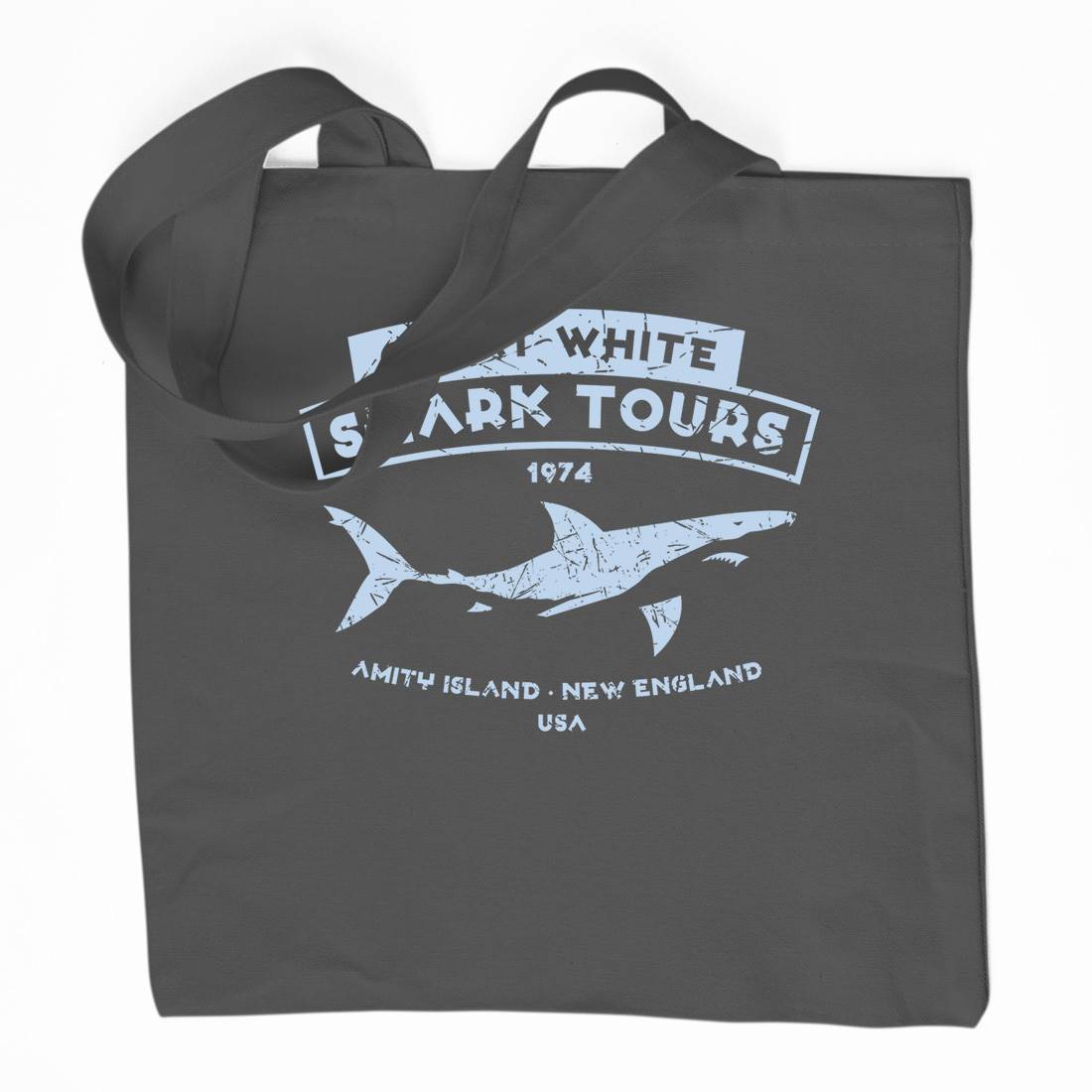 Great White Shark Tours Organic Premium Cotton Tote Bag Navy D348