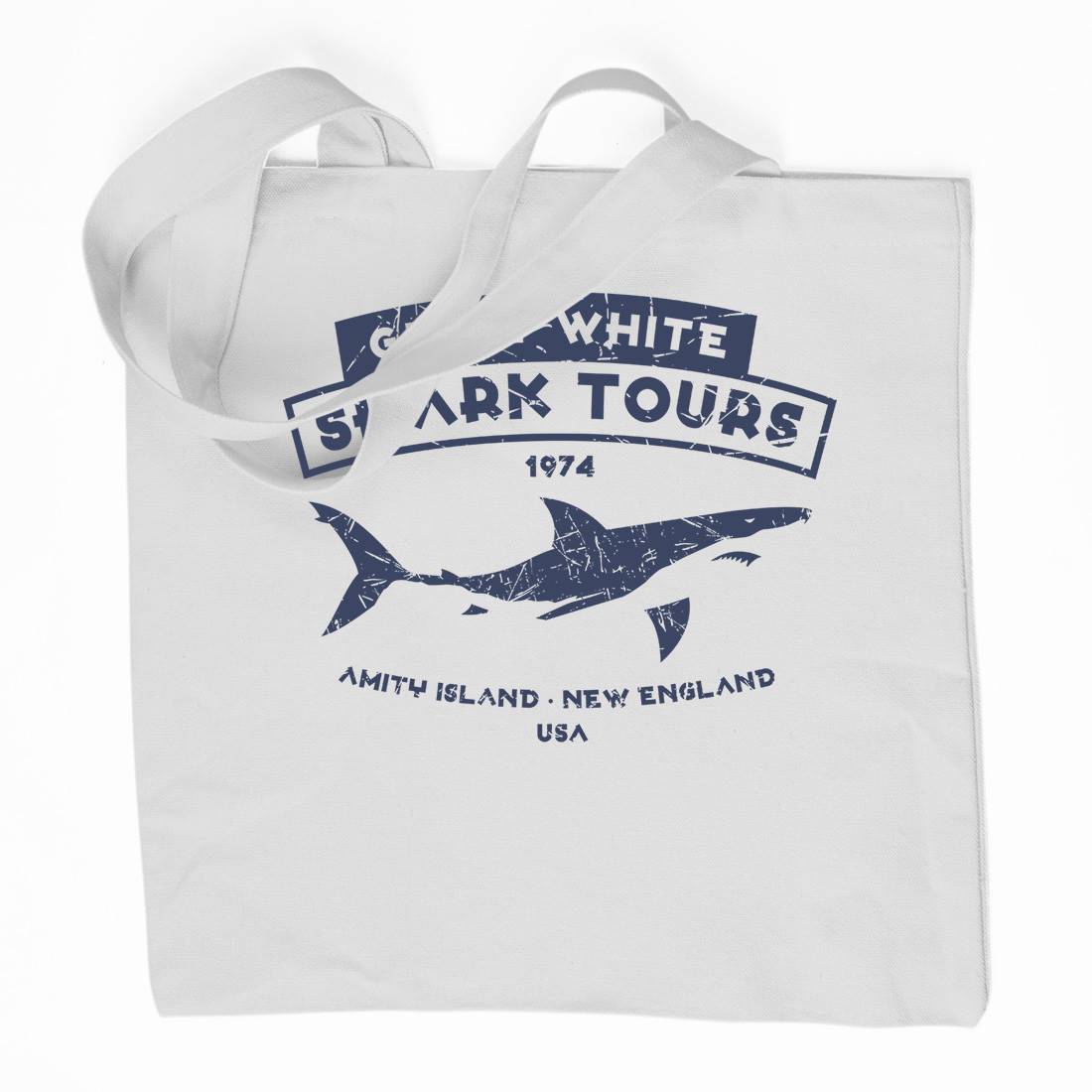 Great White Shark Tours Organic Premium Cotton Tote Bag Navy D348
