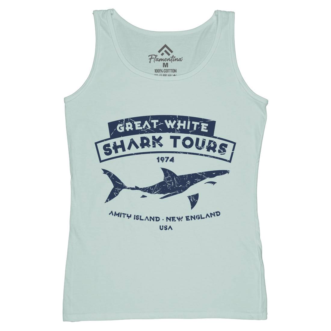Great White Shark Tours Womens Organic Tank Top Vest Navy D348