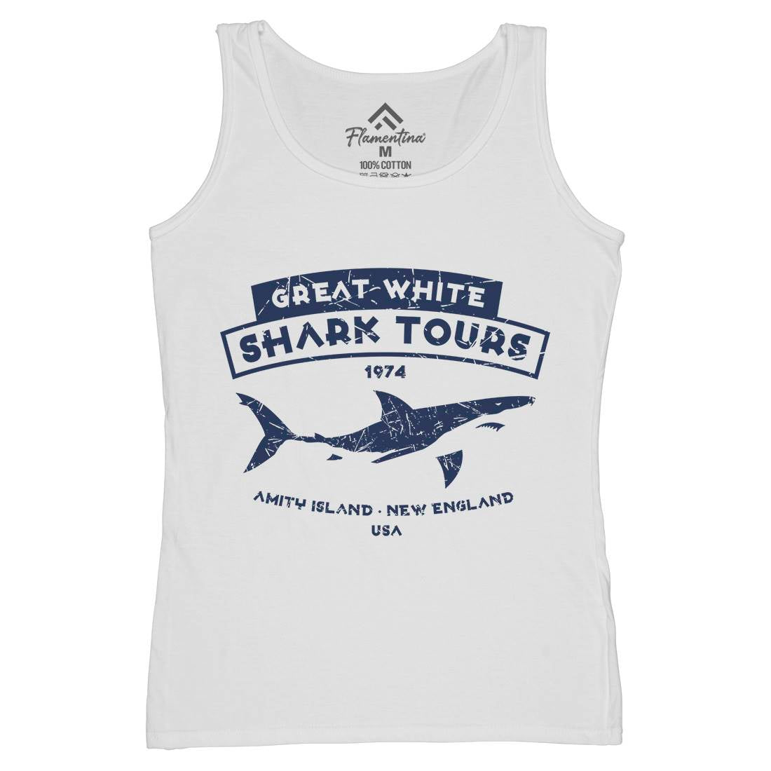 Great White Shark Tours Womens Organic Tank Top Vest Navy D348