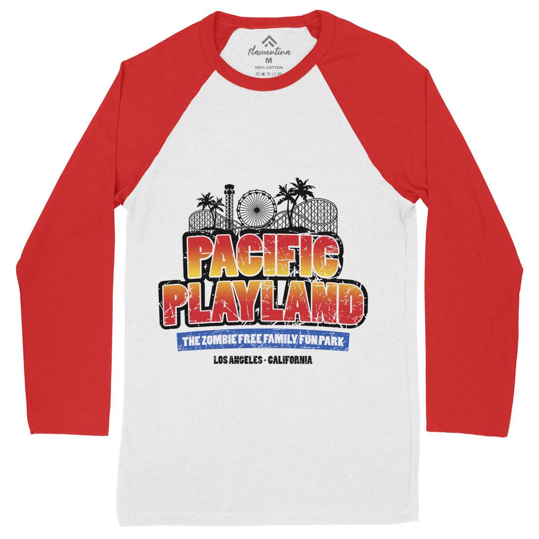 Pacific Playland Mens Long Sleeve Baseball T-Shirt Horror D349