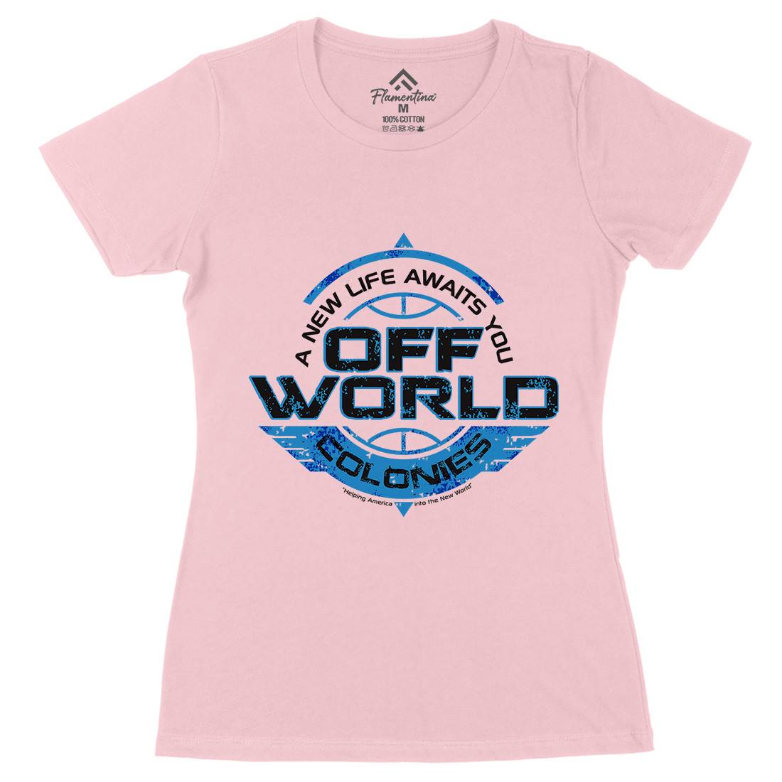 Off-World Colonies Womens Organic Crew Neck T-Shirt Space D351