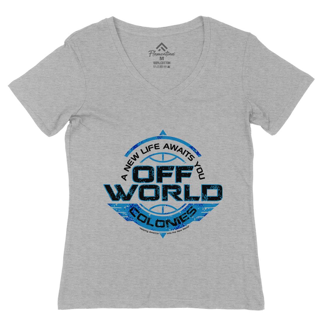 Off-World Colonies Womens Organic V-Neck T-Shirt Space D351
