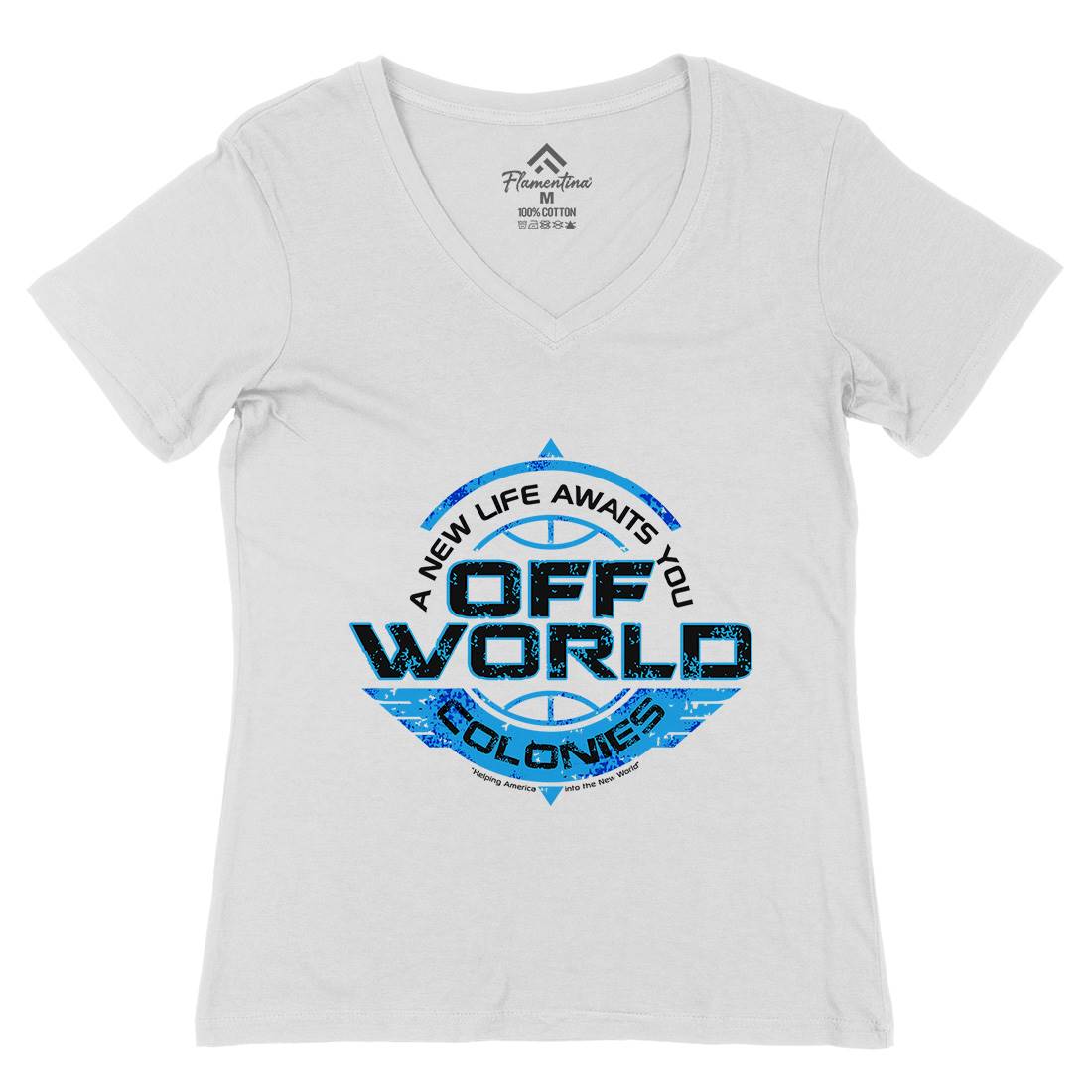 Off-World Colonies Womens Organic V-Neck T-Shirt Space D351