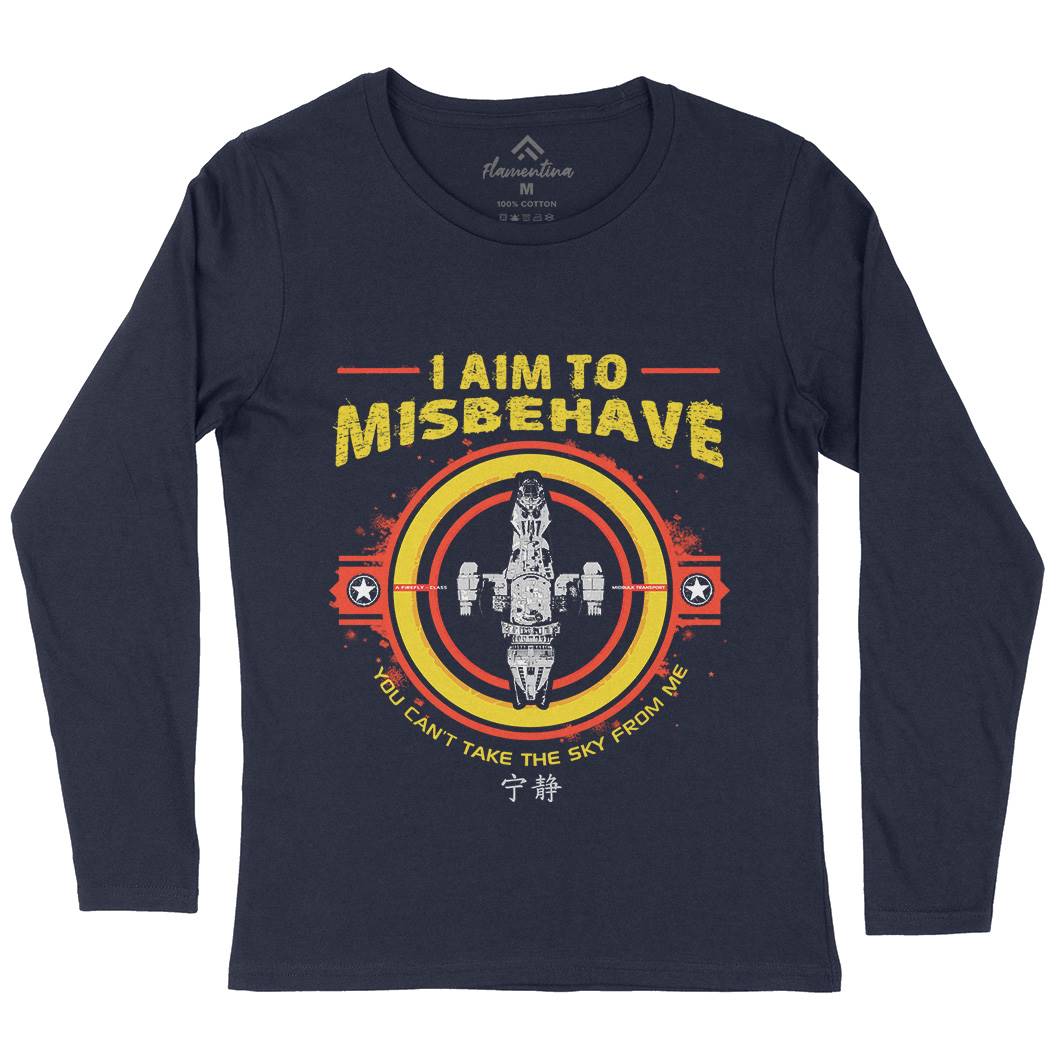 I Aim To Misbehave Womens Long Sleeve T-Shirt Space D352