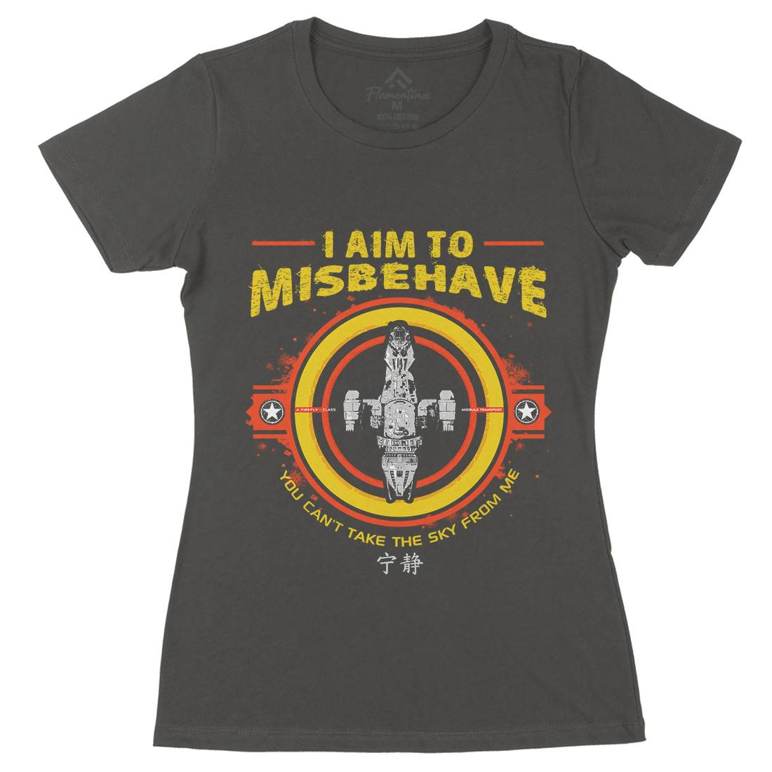 I Aim To Misbehave Womens Organic Crew Neck T-Shirt Space D352