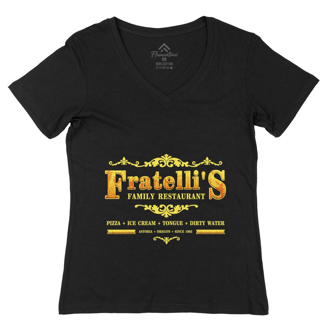 Fratellis Restaurant Womens Organic V-Neck T-Shirt Horror D353