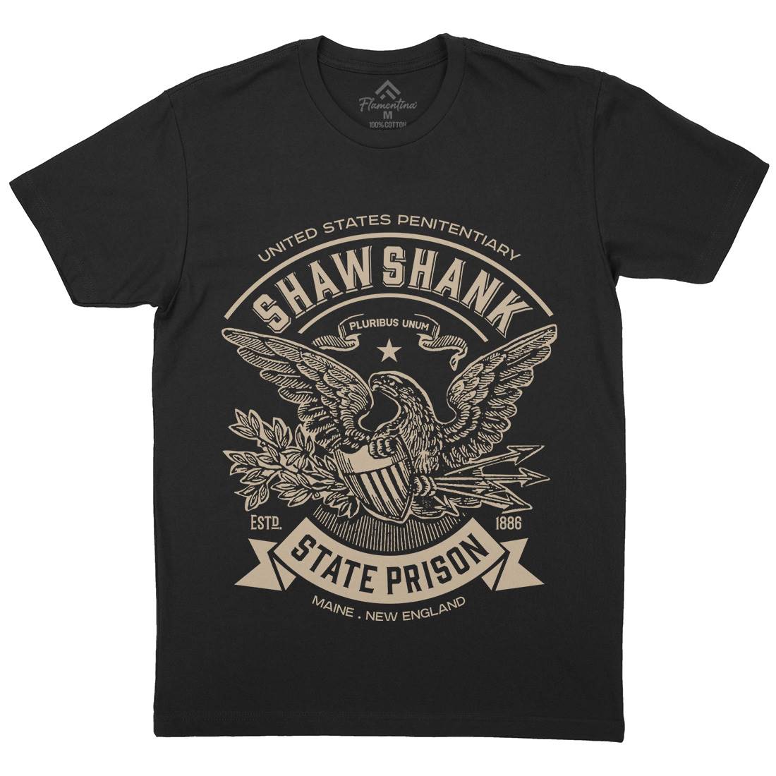Shawshank Prison Mens Organic Crew Neck T-Shirt Retro D355
