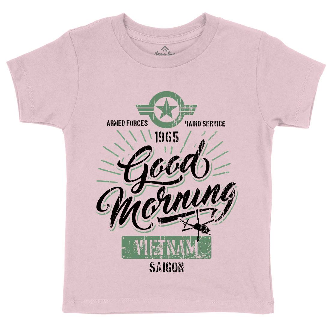 Good Morning Vietnam Kids Organic Crew Neck T-Shirt Army D356