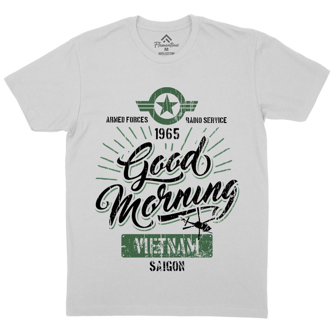 Good Morning Vietnam Mens Crew Neck T-Shirt Army D356