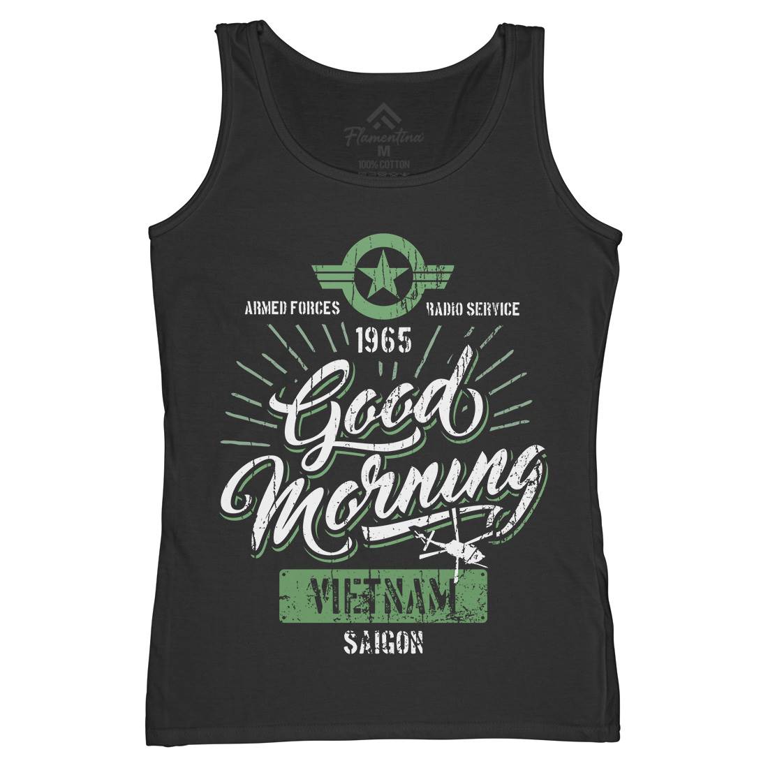 Good Morning Vietnam Womens Organic Tank Top Vest Army D356