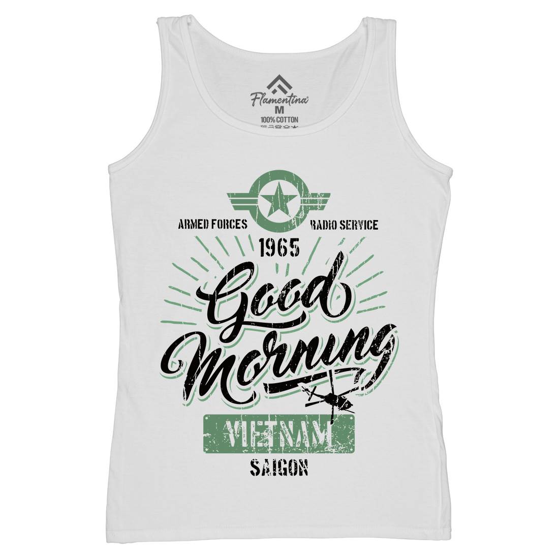 Good Morning Vietnam Womens Organic Tank Top Vest Army D356