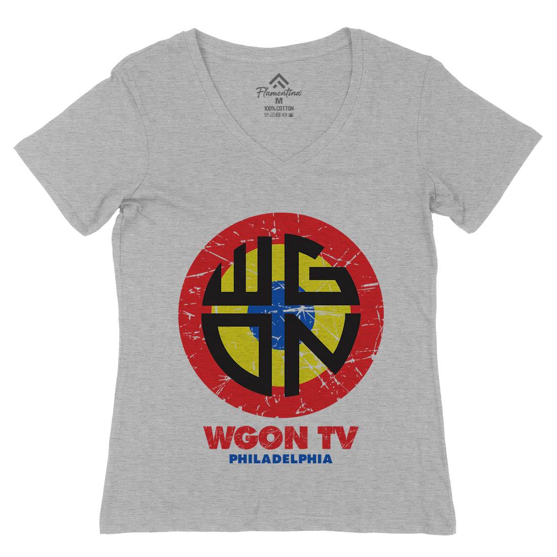 Wgon Tv Womens Organic V-Neck T-Shirt Horror D357