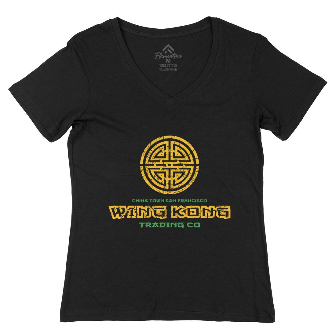 Wing Kong Exchange Womens Organic V-Neck T-Shirt Asian D358