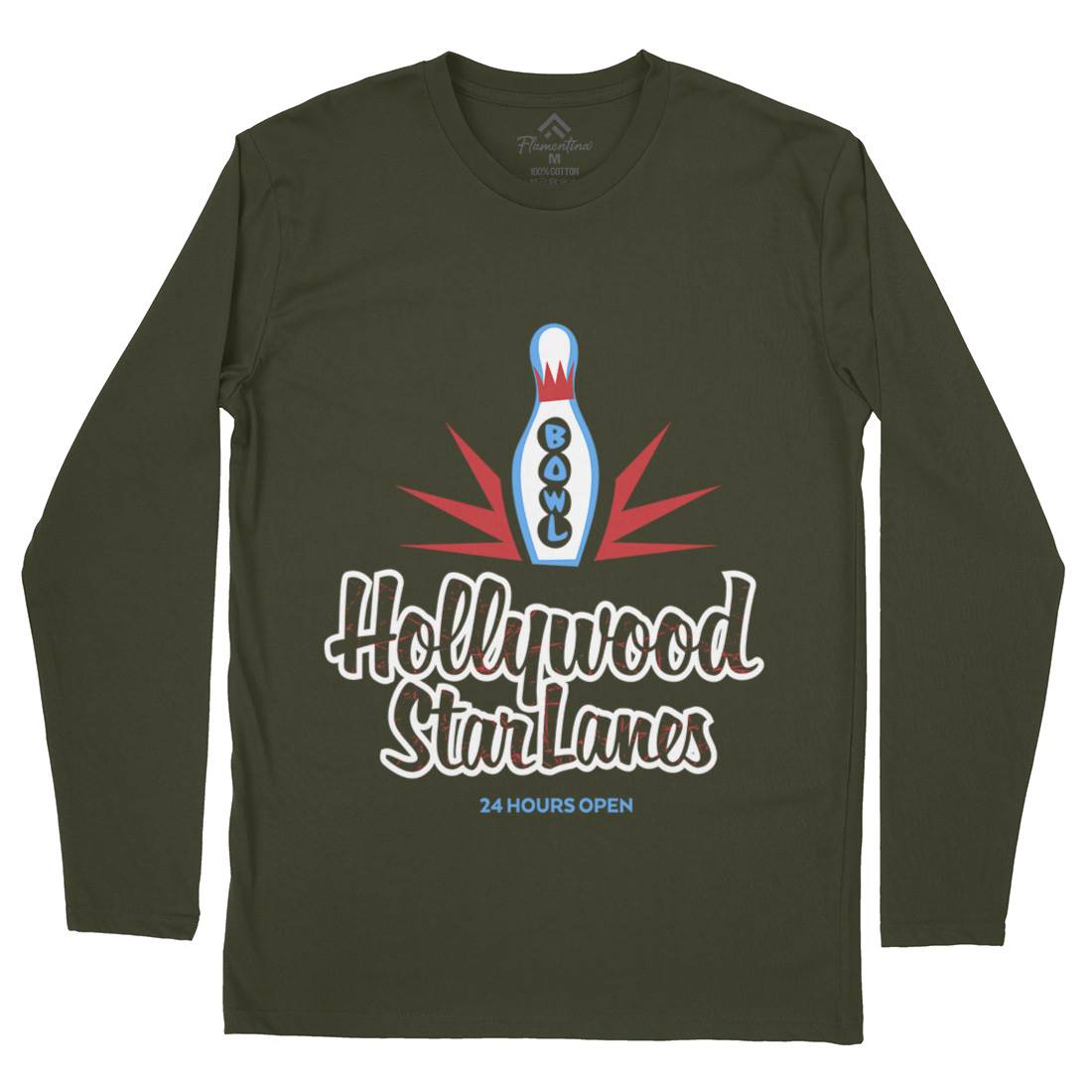 Hollywood Star Lanes Mens Long Sleeve T-Shirt Sport D359