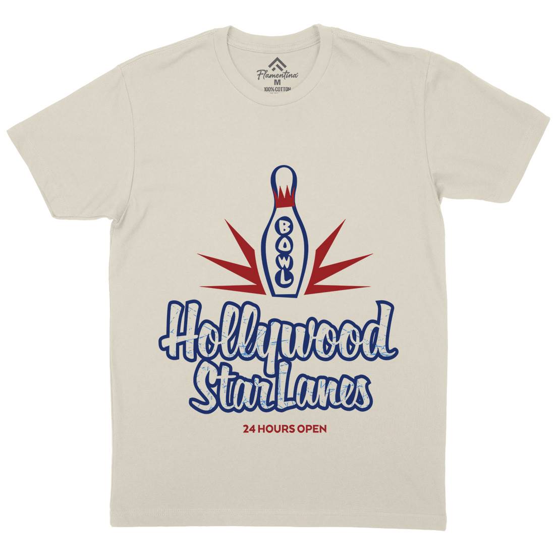 Hollywood Star Lanes Mens Organic Crew Neck T-Shirt Sport D359