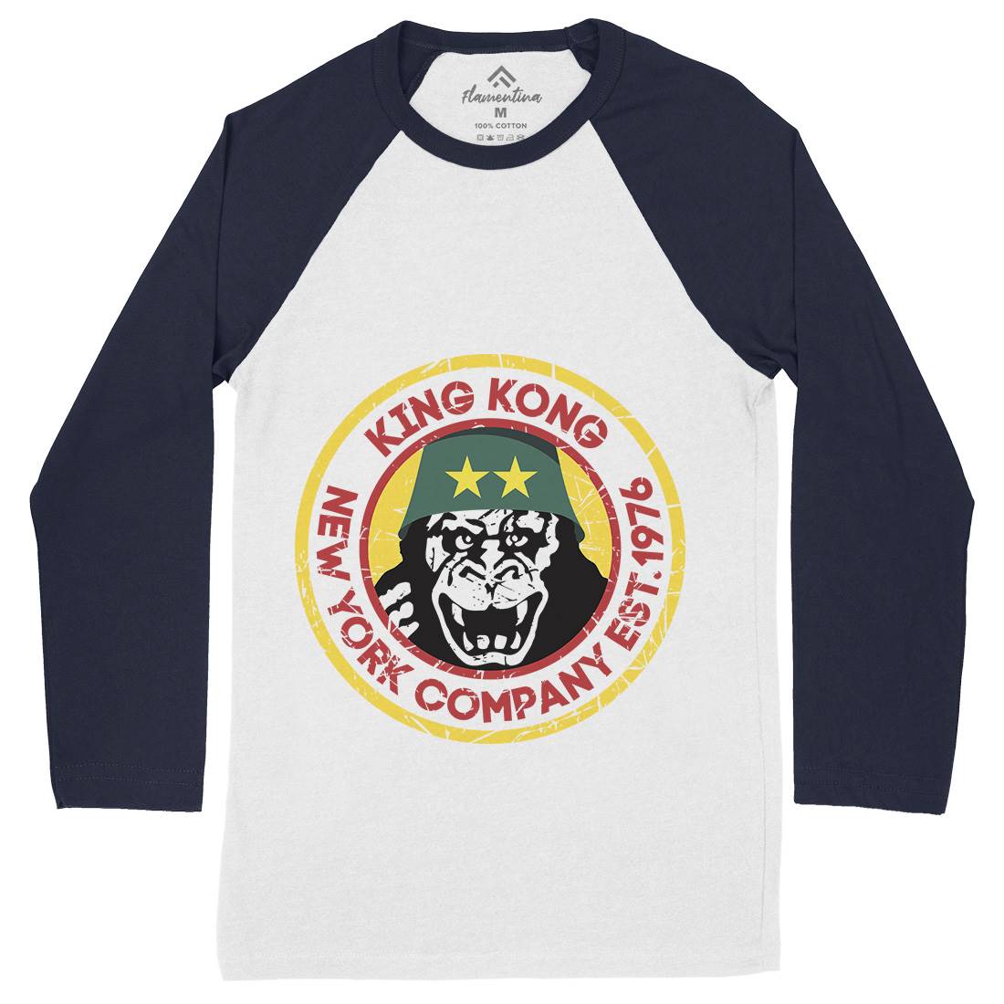 King Kong Company Mens Long Sleeve Baseball T-Shirt Retro D362