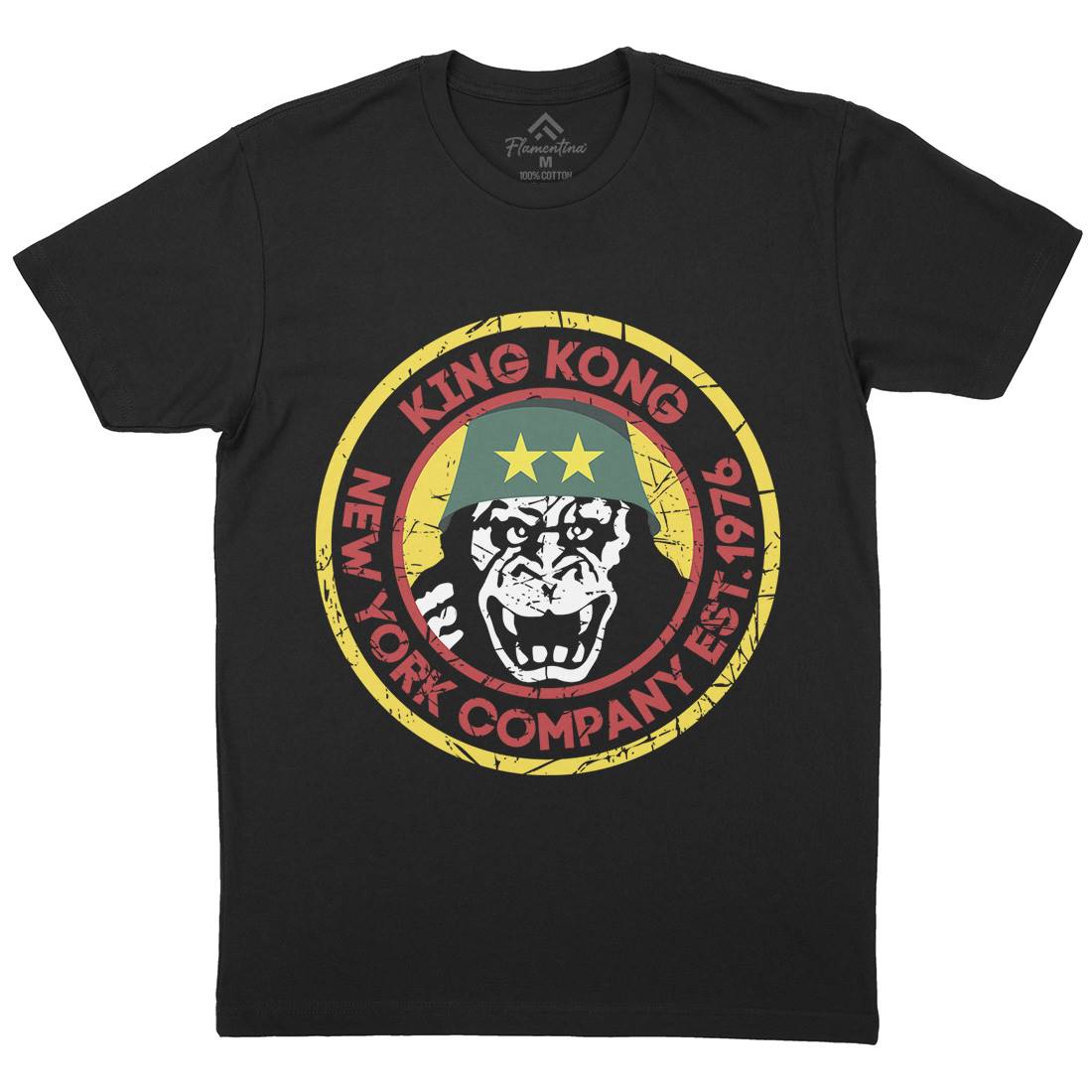 King Kong Company Mens Organic Crew Neck T-Shirt Retro D362