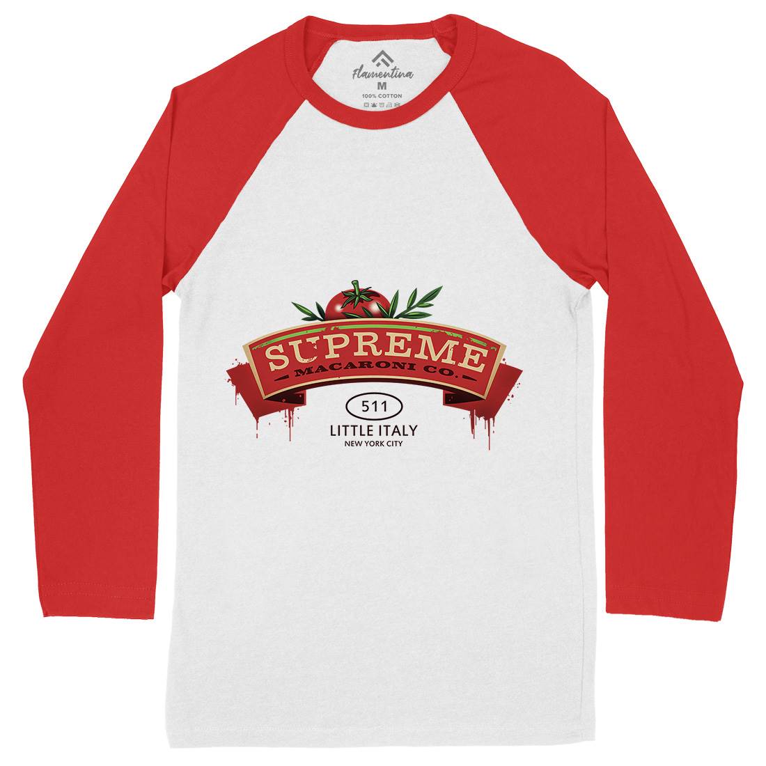 Supreme Macaroni Mens Long Sleeve Baseball T-Shirt Food D366