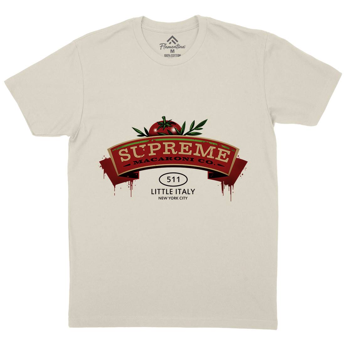 Supreme Macaroni Mens Organic Crew Neck T-Shirt Food D366
