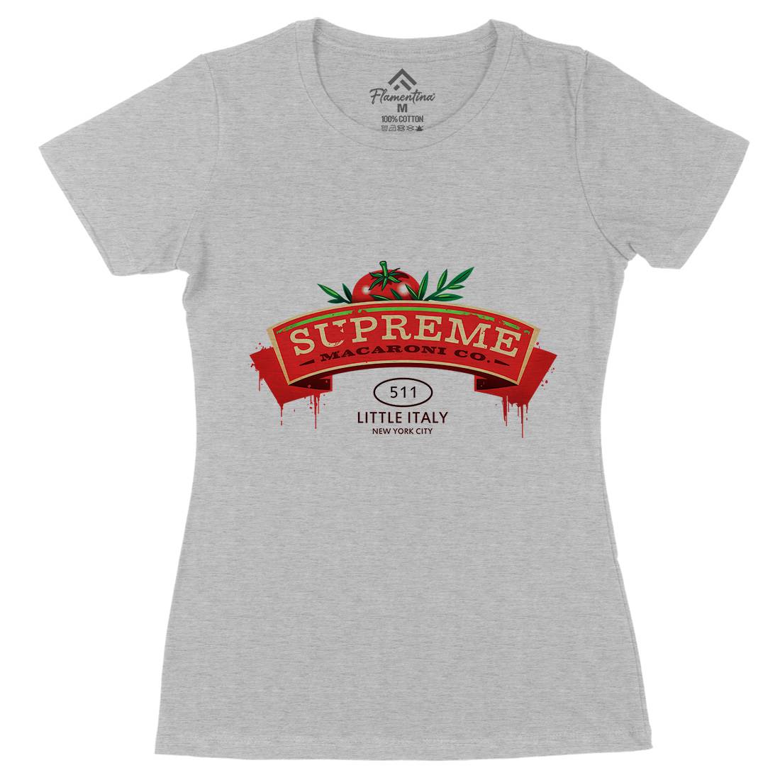 Supreme Macaroni Womens Organic Crew Neck T-Shirt Food D366