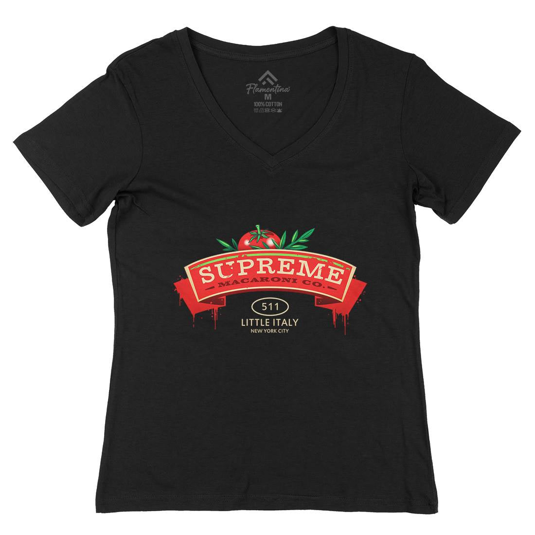 Supreme Macaroni Womens Organic V-Neck T-Shirt Food D366