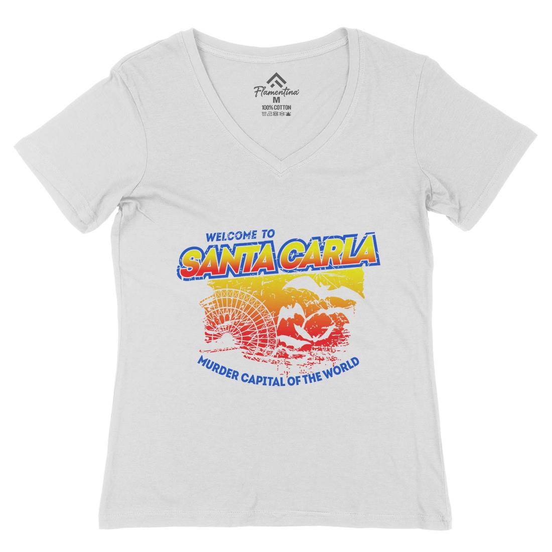 Santa Carla Womens Organic V-Neck T-Shirt Horror D369