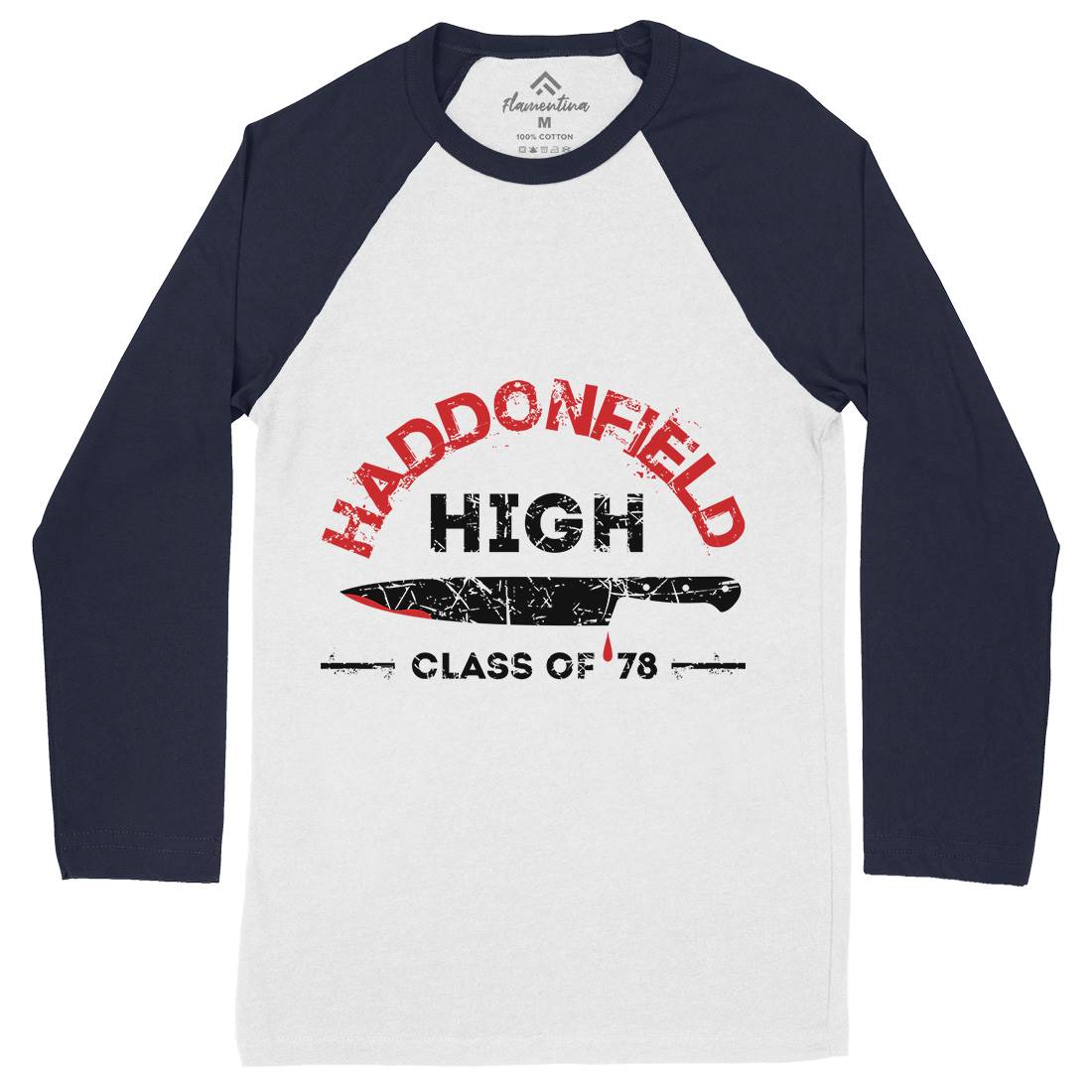 Haddonfield High Mens Long Sleeve Baseball T-Shirt Horror D371