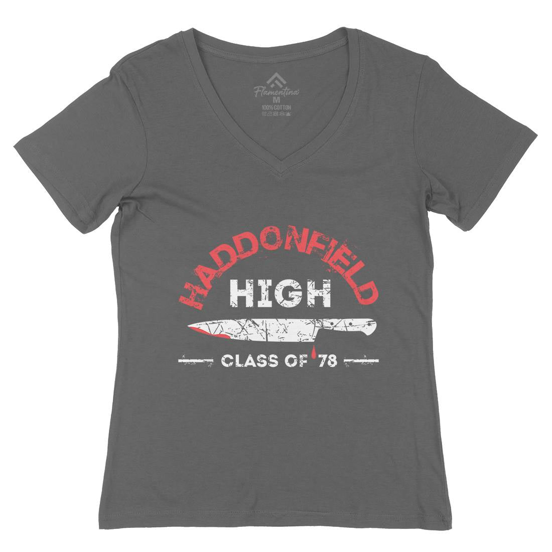 Haddonfield High Womens Organic V-Neck T-Shirt Horror D371