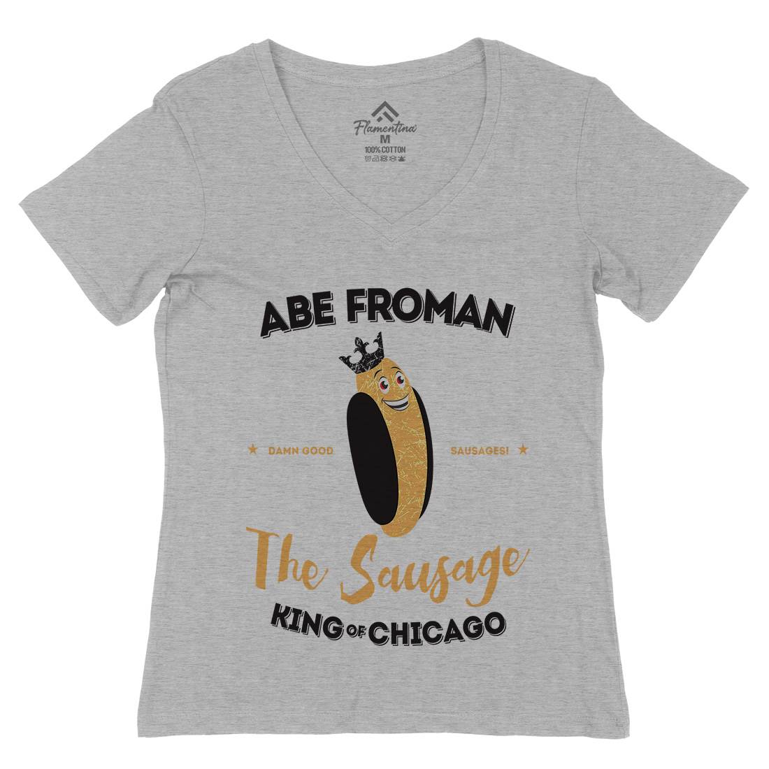 Abe Froman Womens Organic V-Neck T-Shirt Food D372